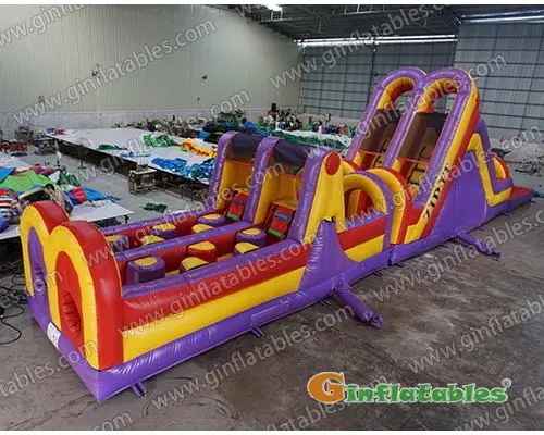 GO-173 Purple dual lane obstacle course with pool