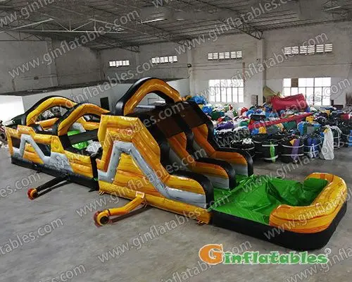GO-200 Large lava water obstacle course with detachable pool