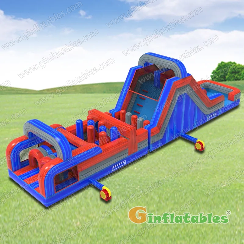 GO-218 Red/blue marble wet/dry obstacle with inflated pool 