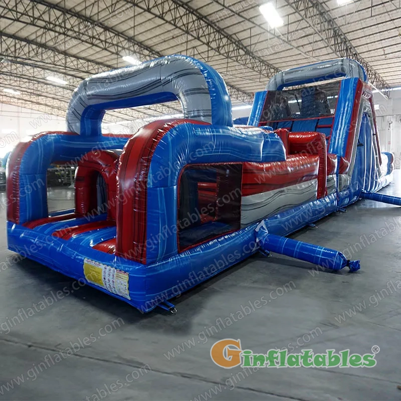 GO-218 Red/blue marble wet/dry obstacle with inflated pool 
