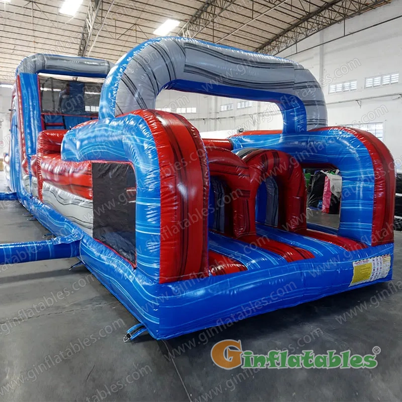 GO-218 Red/blue marble wet/dry obstacle with inflated pool 