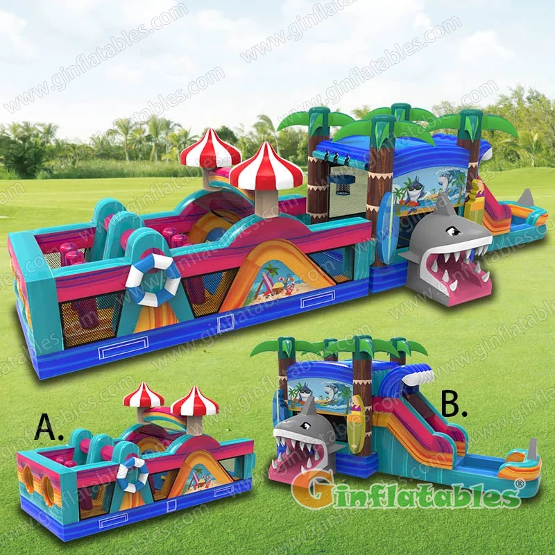 GO-223 53ft Beach Party wet/dry obstacle with inflated pool