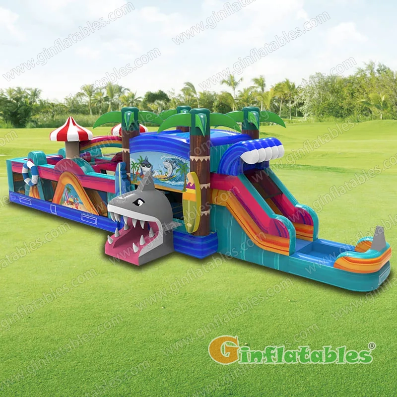 GO-223 53ft Beach Party wet/dry obstacle with inflated pool