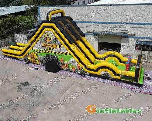 GS-268 Adult Toxic dual lane dry slide with obstacle course