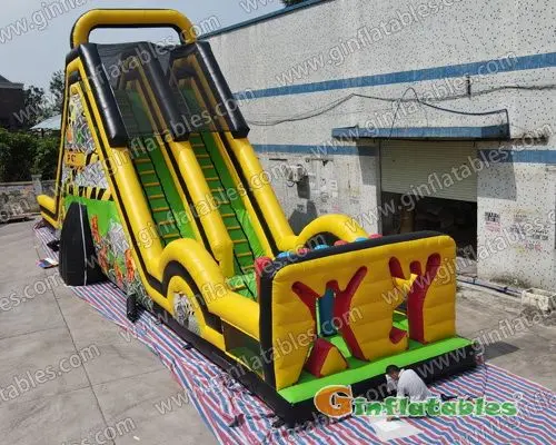 GS-268 Adult Toxic dual lane dry slide with obstacle course