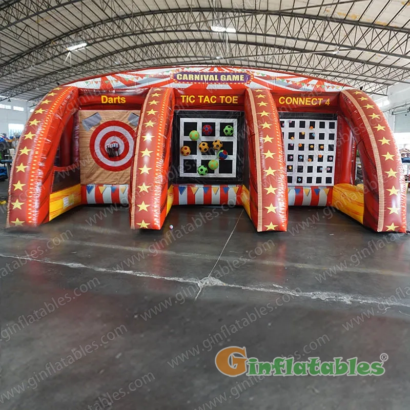 GSP-281 EN14960-Certified Inflatable 3- Carnival Game for Sale – Darts, Tic Tac Toe, Connect 4