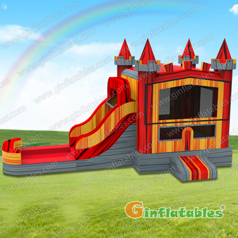 GWC-111 Red marble castle inflatable combo wet and dry
