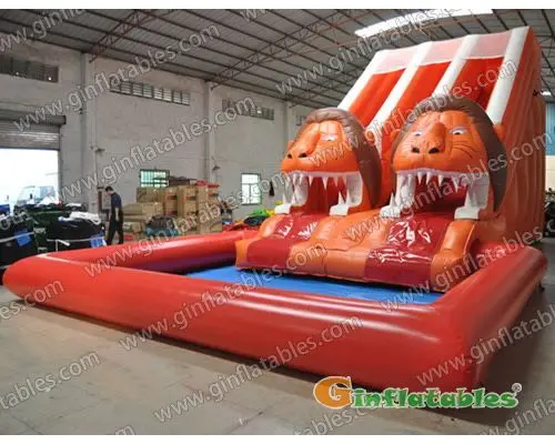 GWS-123 Lion water slide with sealed pool