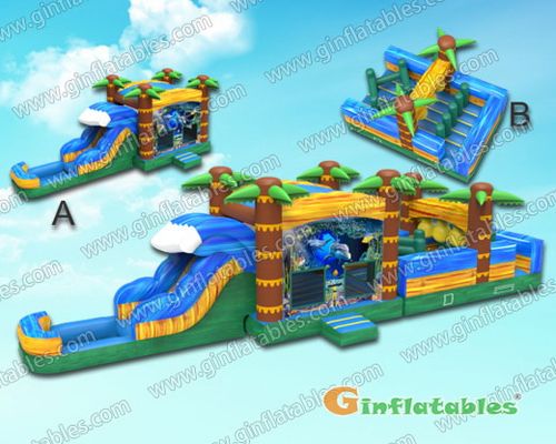 GWS-152 45ftL Ocean water obstacle course with pool