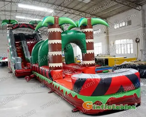 GWS-334 Inflatable palm tree water slide n slip with pool