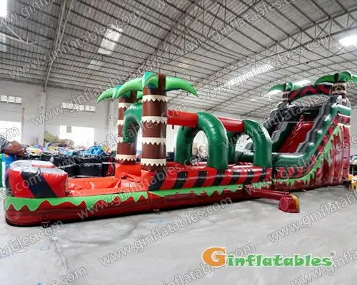 GWS-334 Inflatable palm tree water slide n slip with pool