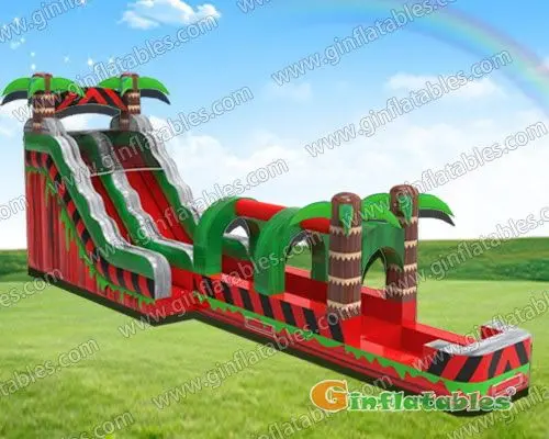 GWS-334 Inflatable palm tree water slide n slip with pool
