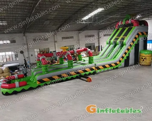 GWS-335 Inflatable Toxic nuclear dual water slide n slip with pool