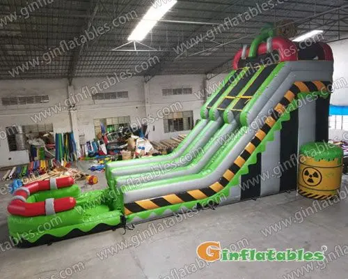 GWS-335 Inflatable Toxic nuclear dual water slide n slip with pool