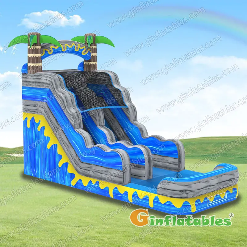GWS-433 Blue marble palm tree water slide