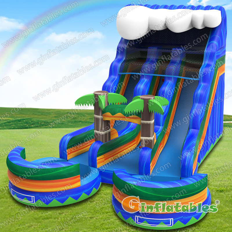 GWS-437 Marble Blue Dual Lane Wave Water Slide