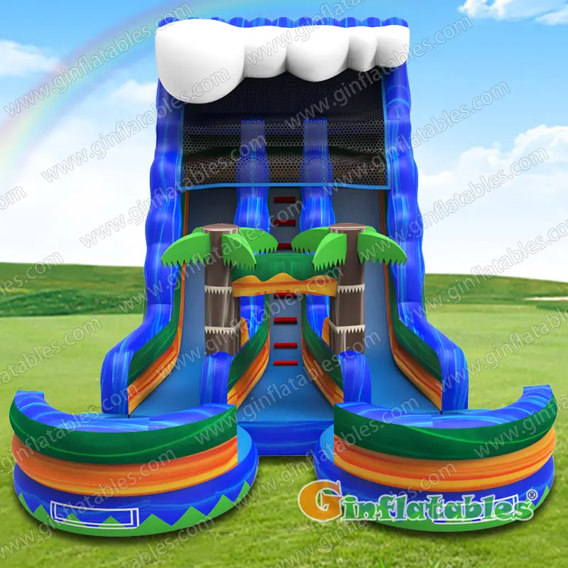 GWS-437 Marble Blue Dual Lane Wave Water Slide
